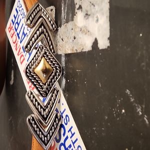 Vintage Dame Belt Leather Heavy Metal Buckle 32"